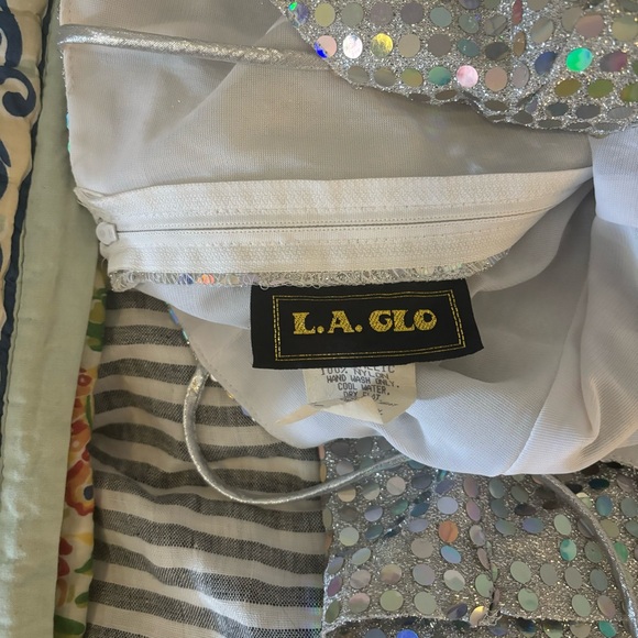 vintage silver sequin bodycon mini dress, spaghetti strap - Picture 7 of 11